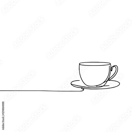 Minimalist Monoline Illustration of a Coffee Cup