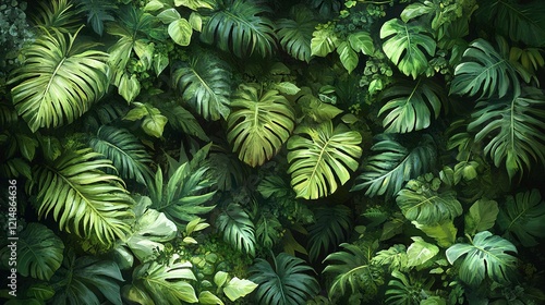 Wallpaper Mural Lush Green Tropical Foliage Abundant Leaves Background Torontodigital.ca