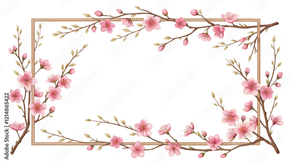 Pink Blossom Frame Square Composition, Floral Design, Isolated on Transparent Background, Floral Frame, Spring Design, Cherry Blossom Pink Blossom Frame Square Composition, Floral Design, Isolated on Transparent Background, Floral Frame, Spring Design, Cherry Blossom