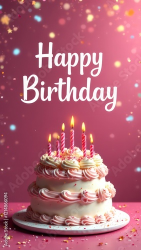 greeting card with text "happy birthday" in the center