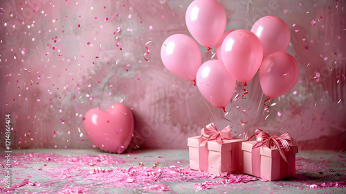 Pink Balloons Float Above G...
