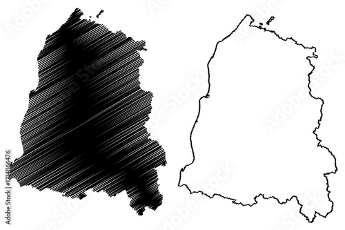 Ortenaukreis district (Federal Republic of Germany, rural district, Baden-Wurttemberg State) map vector illustration, scribble sketch Ortenaukreis map