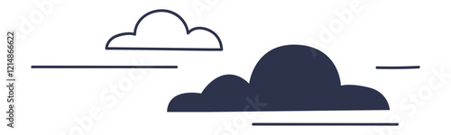 Minimalist illustration of two clouds, symbolizing simplicity and tranquility.