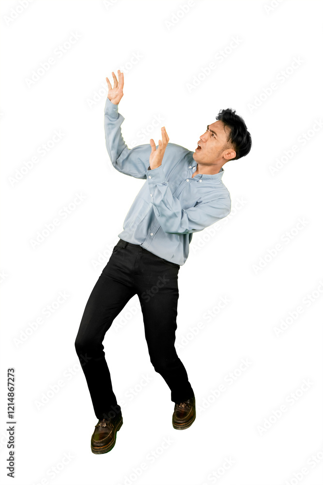 Full Body Shot of a Shocked Man Reacting with Fear and Surprise Full Body Shot of a Shocked Man Reacting with Fear and Surprise