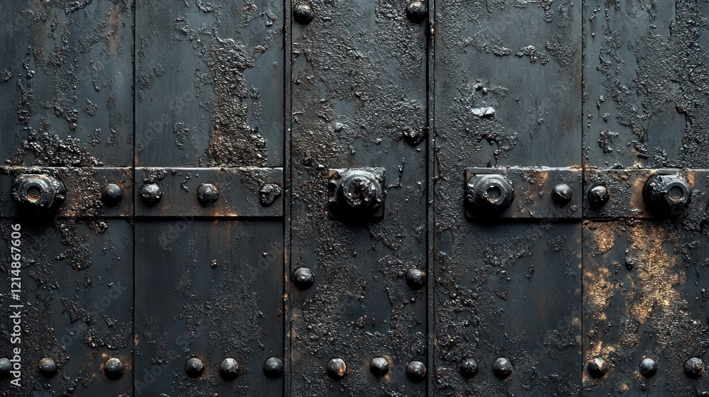 Fototapeta premium Weathered Metal Gate, Urban Texture, Close-up