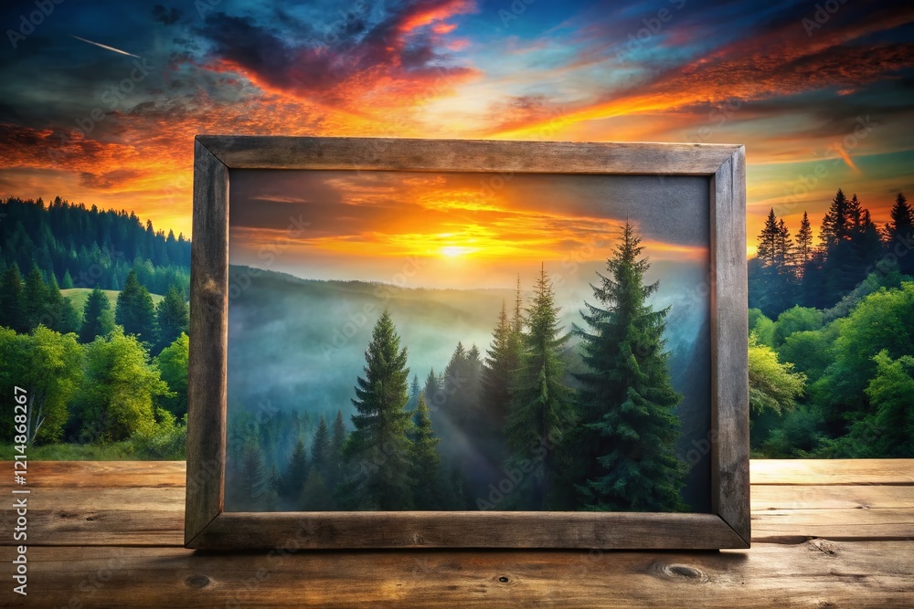 Fototapeta premium Double Exposure: Chalkboard Texture & Abstract Nature Scene