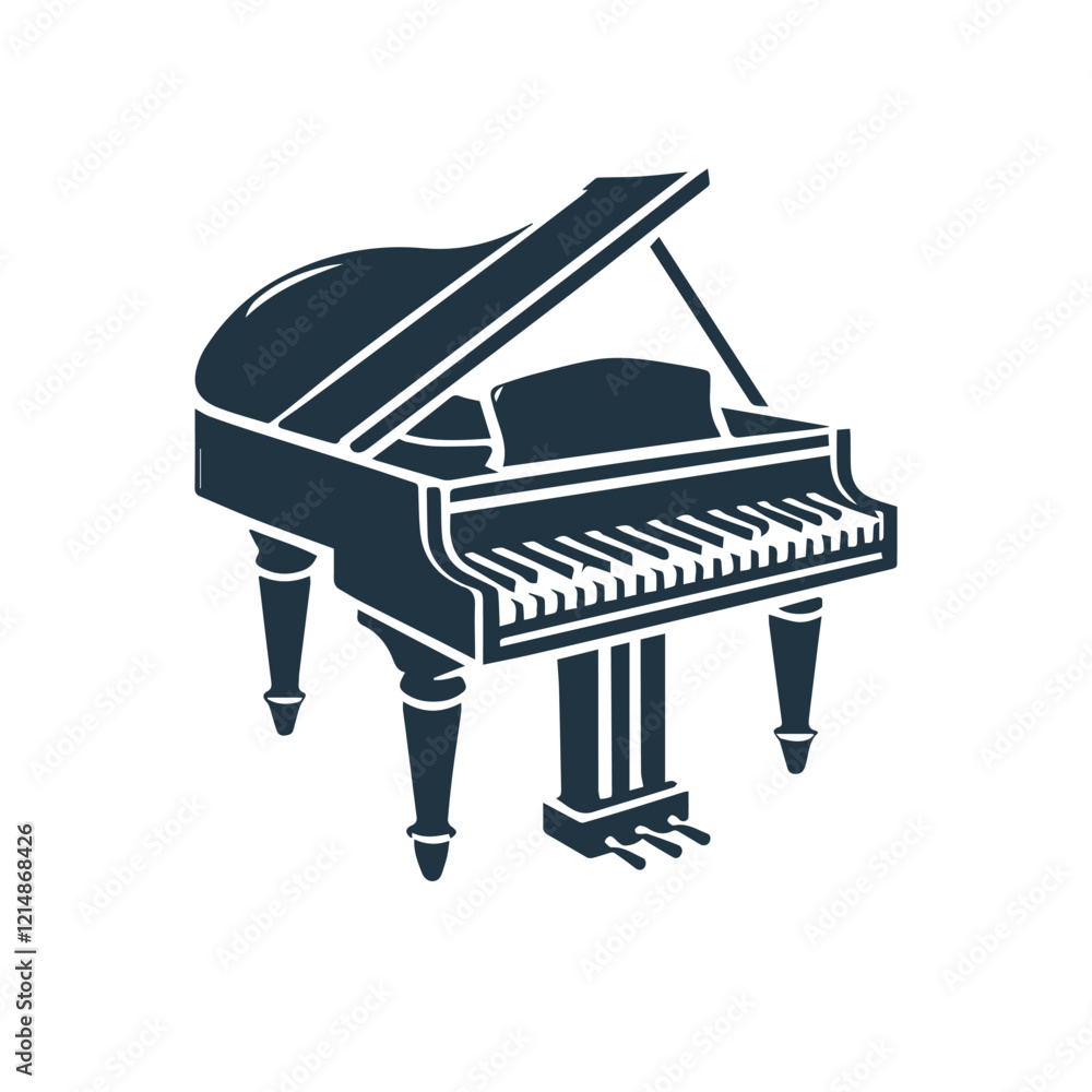 Elegant Grand Piano Silhouette Vector Design Elegant Grand Piano Silhouette Vector Design