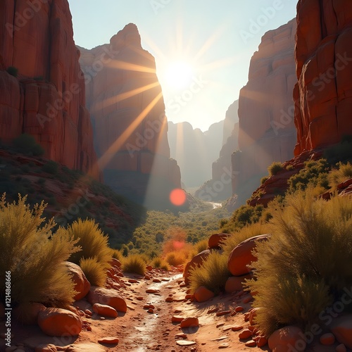 Sunlit Canyon Landscape A Masterpiece of Texture and Detail photo