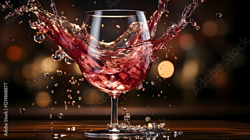Red Liquid Splashes Dramati...