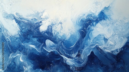 Wallpaper Mural Abstract Swirling Blue and White Acrylic Painting Torontodigital.ca
