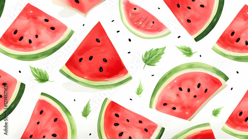 Watercolor Watermelon Slice...