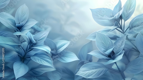 Soft Blue Leaves Gently Swa...