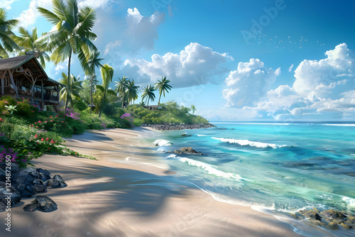 Tropical beach with palm tr...