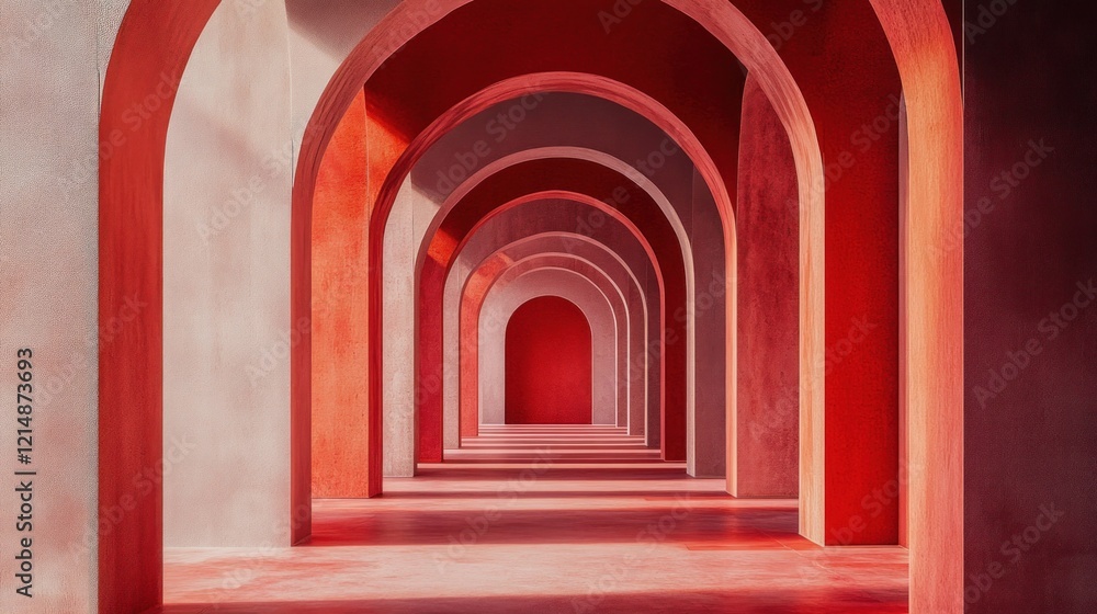 Fototapeta premium Red Arches: A Perspective of Architectural Symmetry
