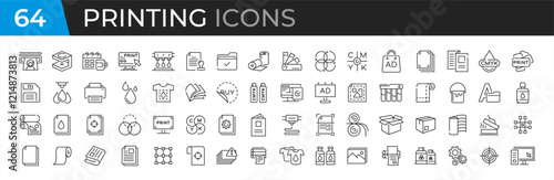 Digital printing icons set. Outline set of digital printing vector icons for web design isolated on white background, vector 10 eps.