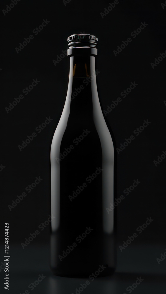 A sleek, black bottle. The design features silver accents, captured in high-resolution photography with studio lighting and a centered composition. A sleek, black bottle. The design features silver accents, captured in high-resolution photography with studio lighting and a centered composition.