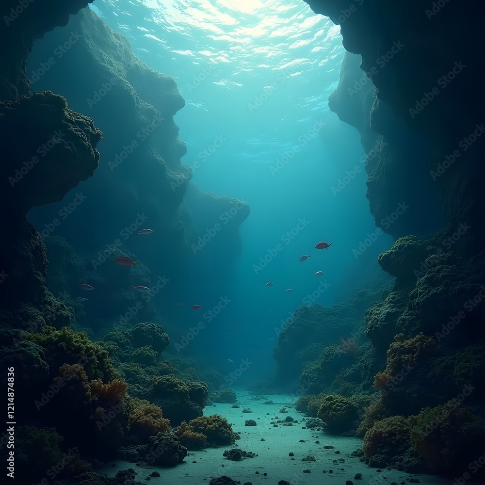 Fototapeta premium Enchanting Underwater World Moody Matte with Vibrant Aquatic Life