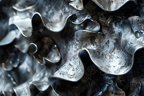 Abstract 3D Metallic Wavy S...