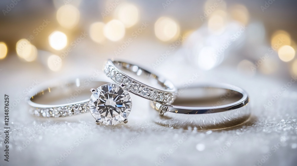 Sparkling Diamond Rings on Glittering Surface Sparkling Diamond Rings on Glittering Surface