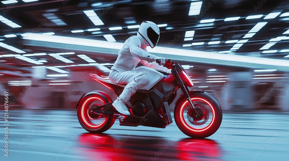 Obraz premium Futuristic Motorcycle Rider