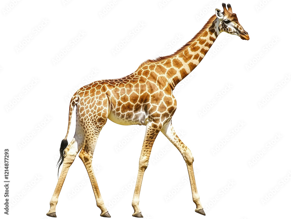 Fototapeta premium Isolated Full Body of a Giraffe Walking
