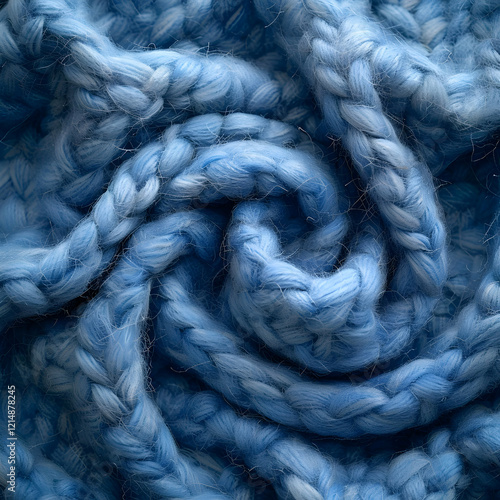 Blue Knitted Wool Fabric Fo...