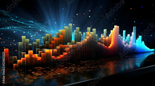 3D Bar Graph Shows Data Tre...