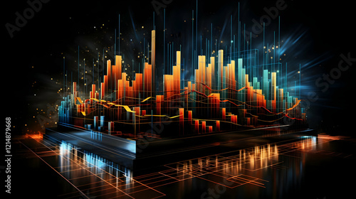 3D Financial Chart illumina...