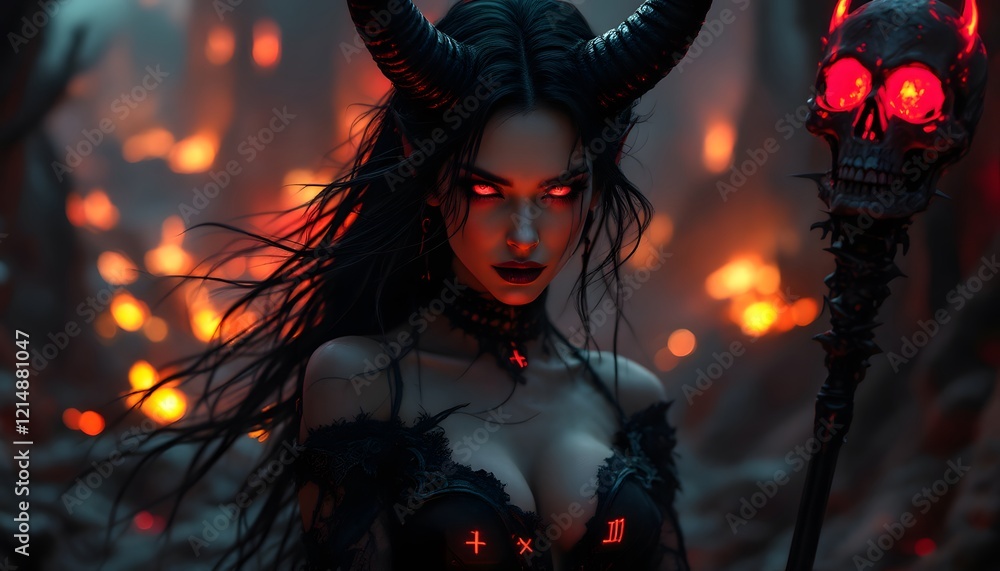 Fiery Demoness Fantasy Art Digital Painting Fiery Demoness Fantasy Art Digital Painting