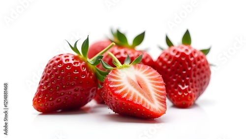 Wallpaper Mural half-cleaned strawberries isolated on a pure white background Torontodigital.ca