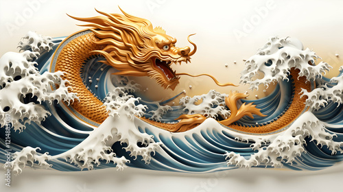 Golden Dragon Emerging from...