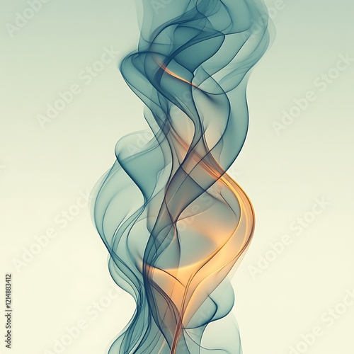 Abstract Teal And Gold Swirling Smoke Design