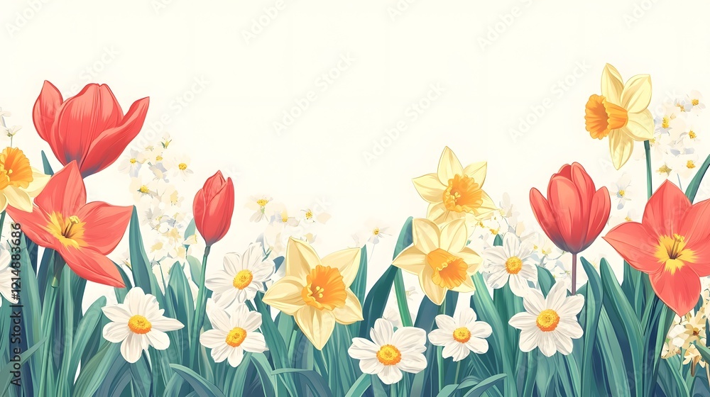 Gorgeous Spring Floral Meadow with Tulips Daffodils and Daisies Gorgeous Spring Floral Meadow with Tulips Daffodils and Daisies