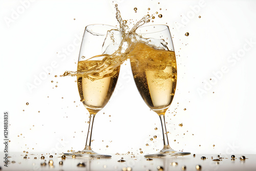 Two Champagne Flutes Clink ...