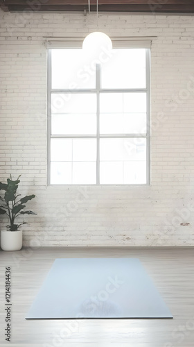 Light Blue Yoga Mat Lies on...