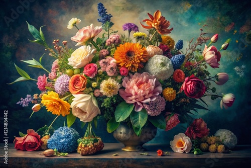 Wallpaper Mural Dreamy Surreal Vintage Floral Wallpaper: Lush Detailed Floral Arrangement with Vignetting Torontodigital.ca