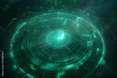 Glowing Green Circular Inte...