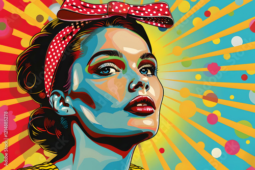 Pop Art Woman with Red Bow ...