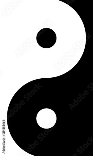 Black an white background. yin yang symbol icon. Tai chi