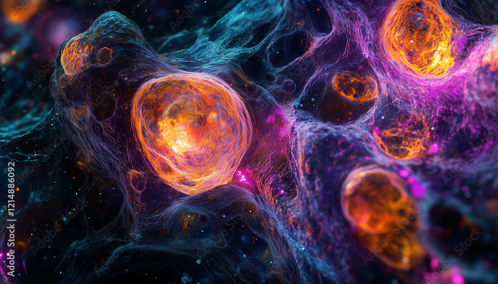 Obraz premium stem cells under a microscope orange center