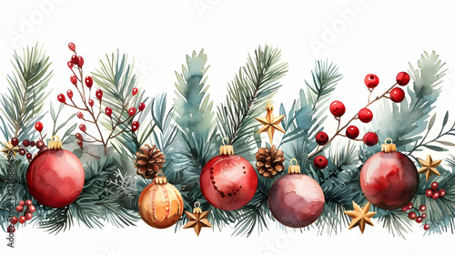 Watercolor Christmas Border...