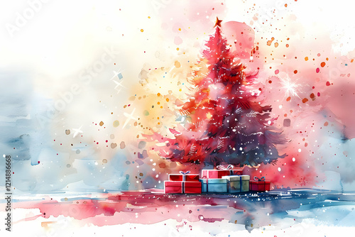 Watercolor Christmas Tree w...