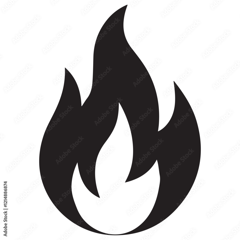 fire icon silhouette vector illustration on a white background. fire icon silhouette vector illustration on a white background.