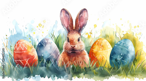 Cute Bunny Sits Among Color...