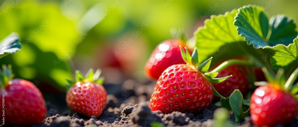 Strawberry Patch Bird Netting Macro Strawberry Patch Bird Netting Macro