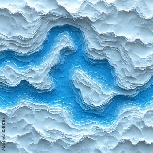 Abstract Blue and White Layered Landscape