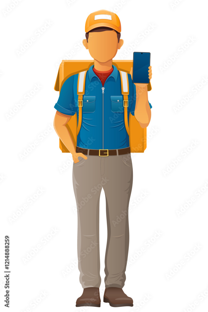 delivery young man courier service vector illustration isolated on white background delivery young man courier service vector illustration isolated on white background