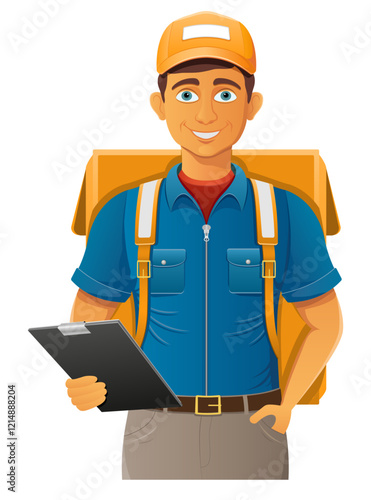 delivery young man courier service vector illustration isolated on white background