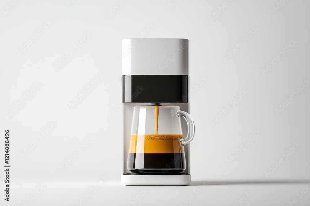 Modern coffee maker brewing rich espresso in a minimalist kitchen setting during the morning Modern coffee maker brewing rich espresso in a minimalist kitchen setting during the morning