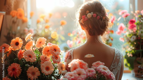 Woman with Floral Hair Ador...